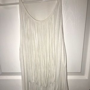 White Fringe Tank Top