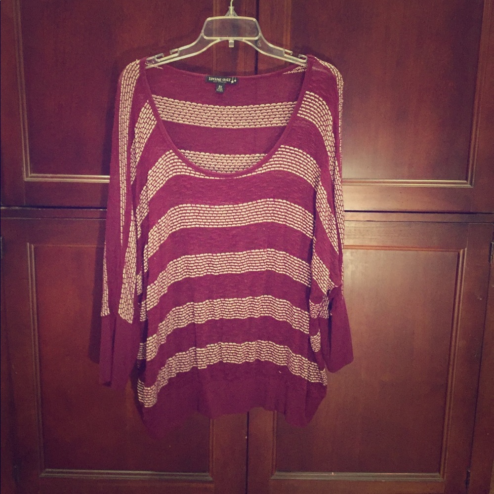 Burgundy and creme sweater