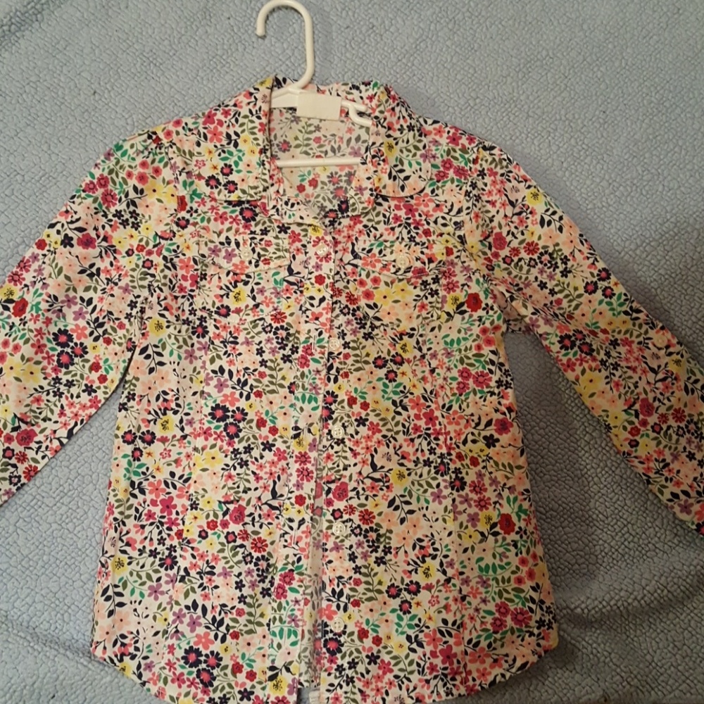 Floral girls button shirt