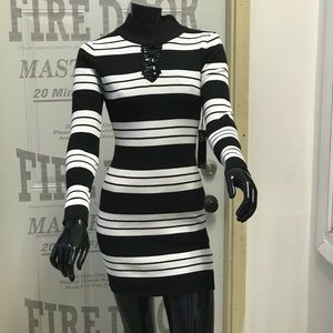 Striped Mock Neck sweater dress
