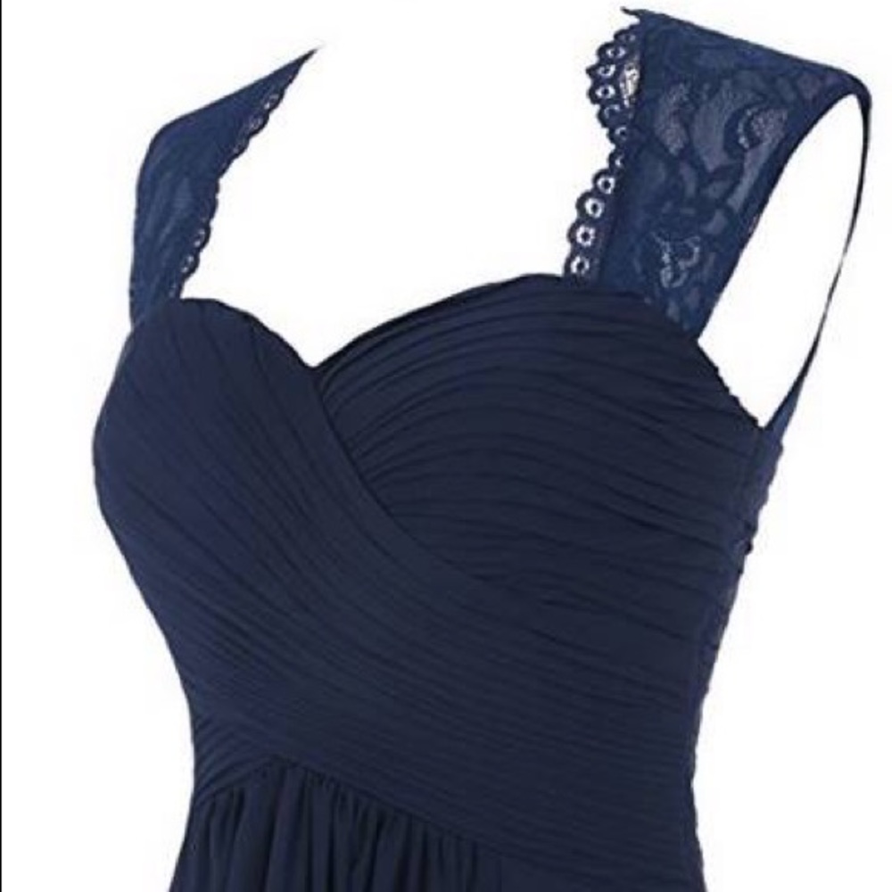 Tideclothes Chiffon Bridesmaid/Prom Navy Dress