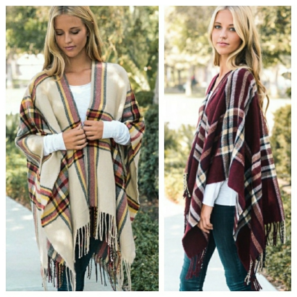 Beautiful Plaid Ruana/Scarf