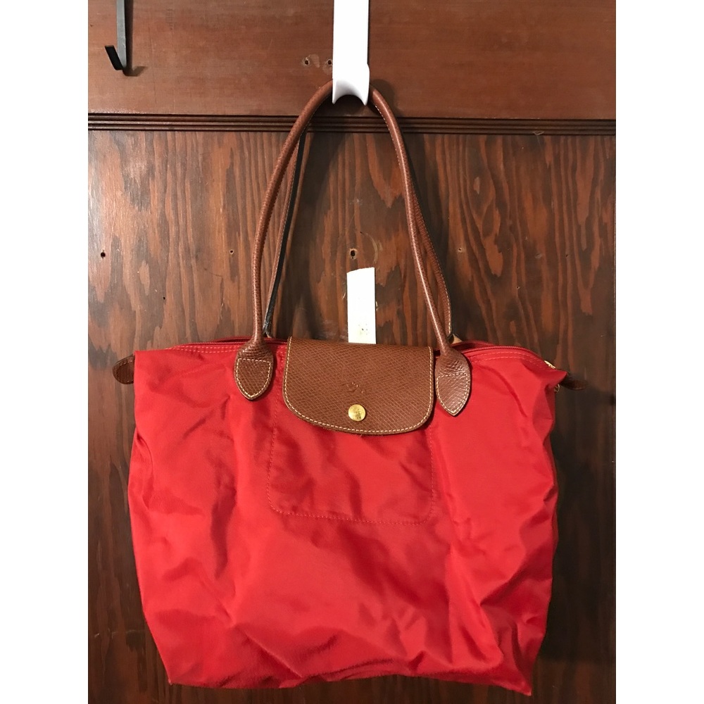 Longchamp Red Le Pliage Tote