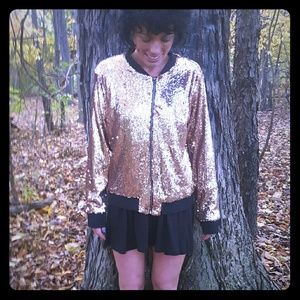 Awesome gold sequin bomber jacket