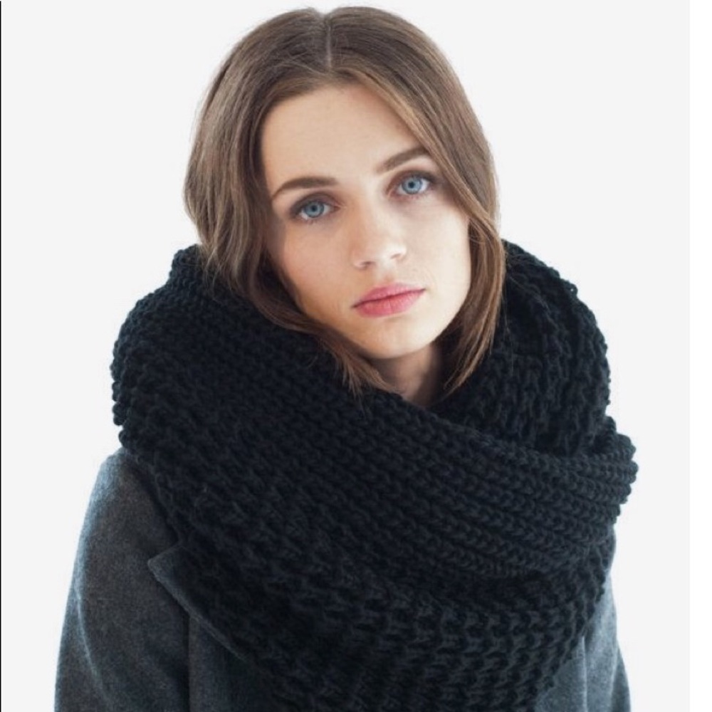 Black knit infinity scarf/cocoon shawl