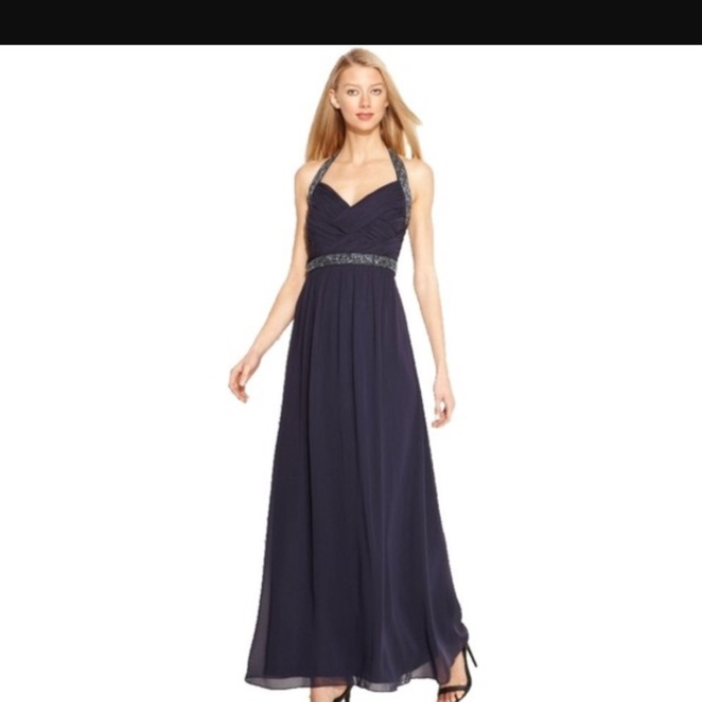 Calvin Klein Navy halter gown