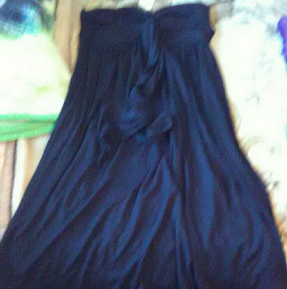 Black strapless mini dress