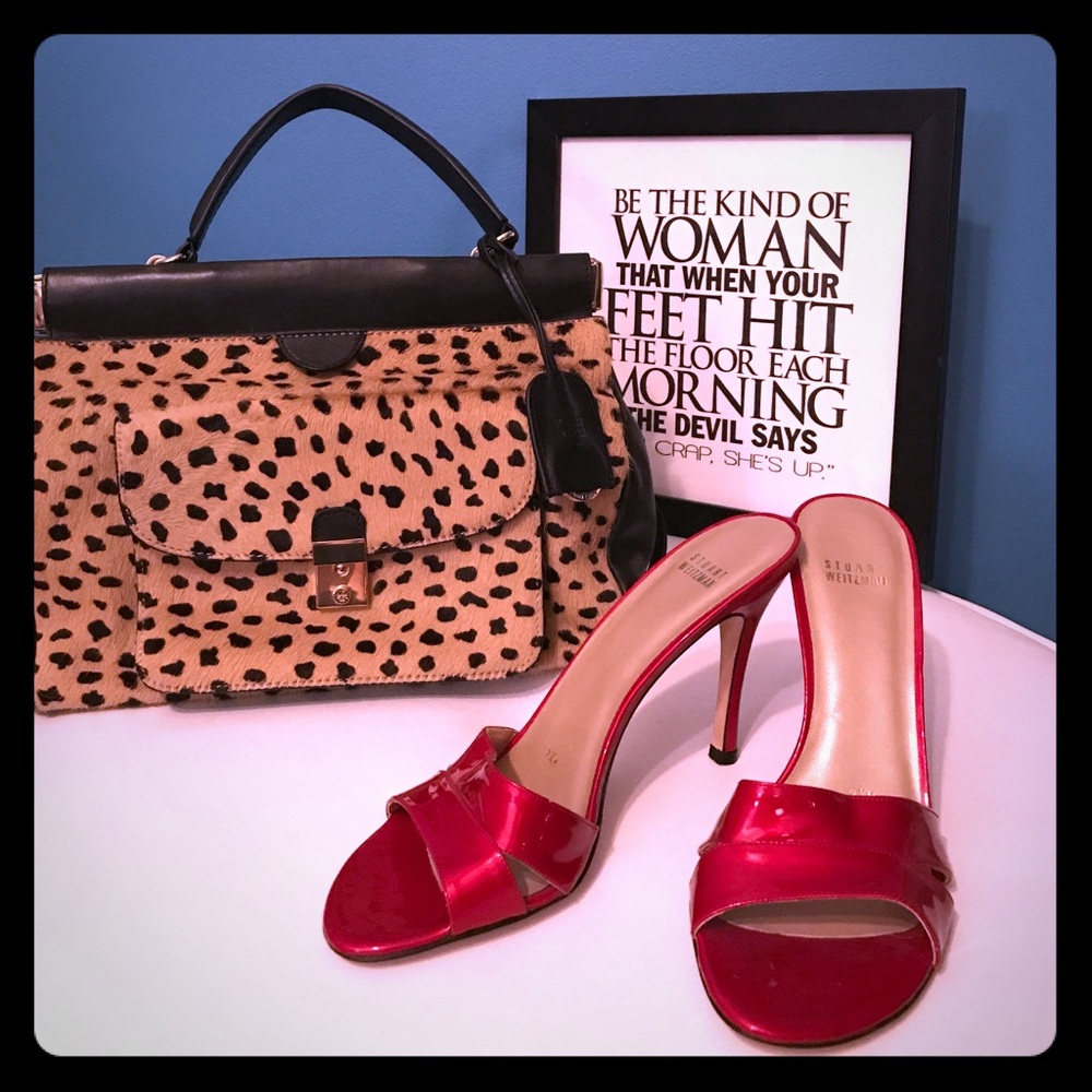 Patent lipstick red heels