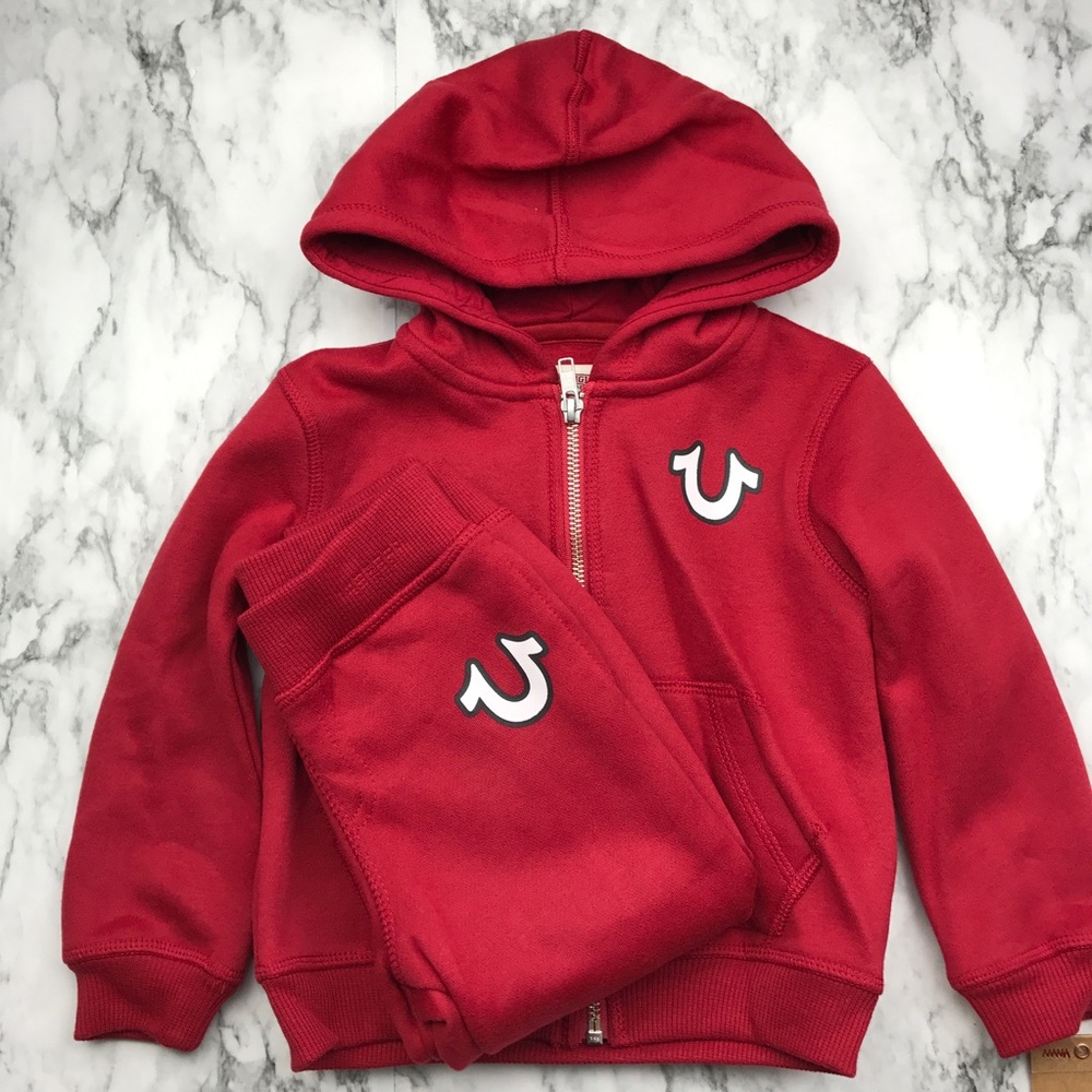 TRUE RELIGION toddlers red hoodie and pants set
