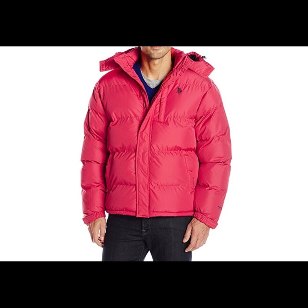 US Polo Association Men's Puffer Jacket Chili Red