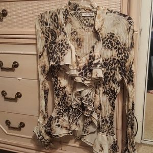 Animal print ruffle blouse