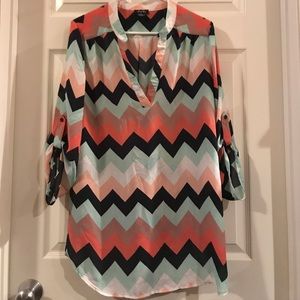 Chevron print dressy blouse