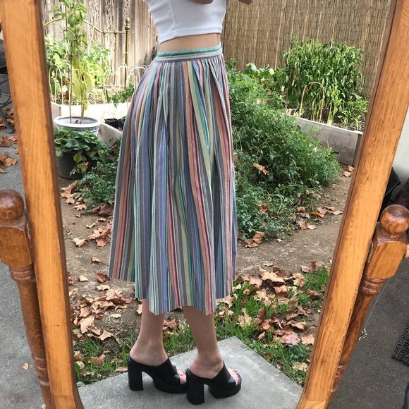 Vintage Dresses & Skirts - Vintage 1960’s colorful striped full skirt 6/8