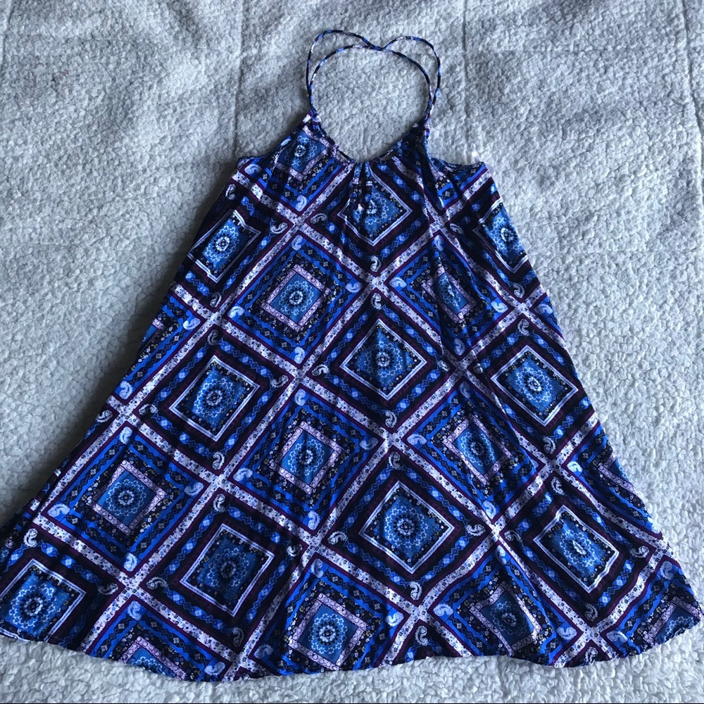 Blue Cutout Cross-Strapped Dress