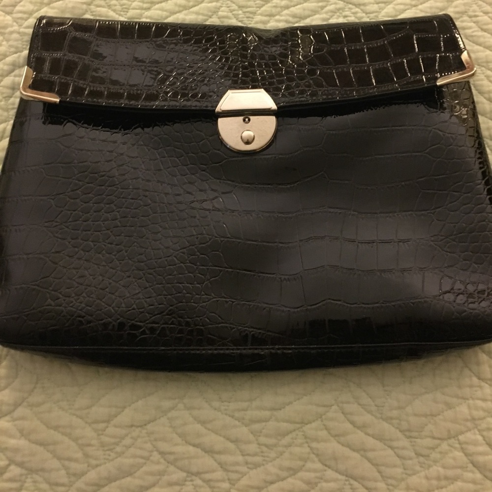 New without tags- black "snake skin" clutch