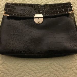 New without tags- black "snake skin" clutch