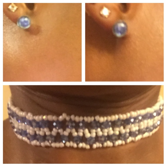 “Simply Elegant” Handmade beaded choker & earrings - Picture 2 of 8
