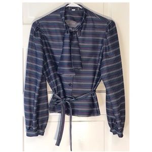 Vintage Striped Blouse Top Multi-Color Size 16