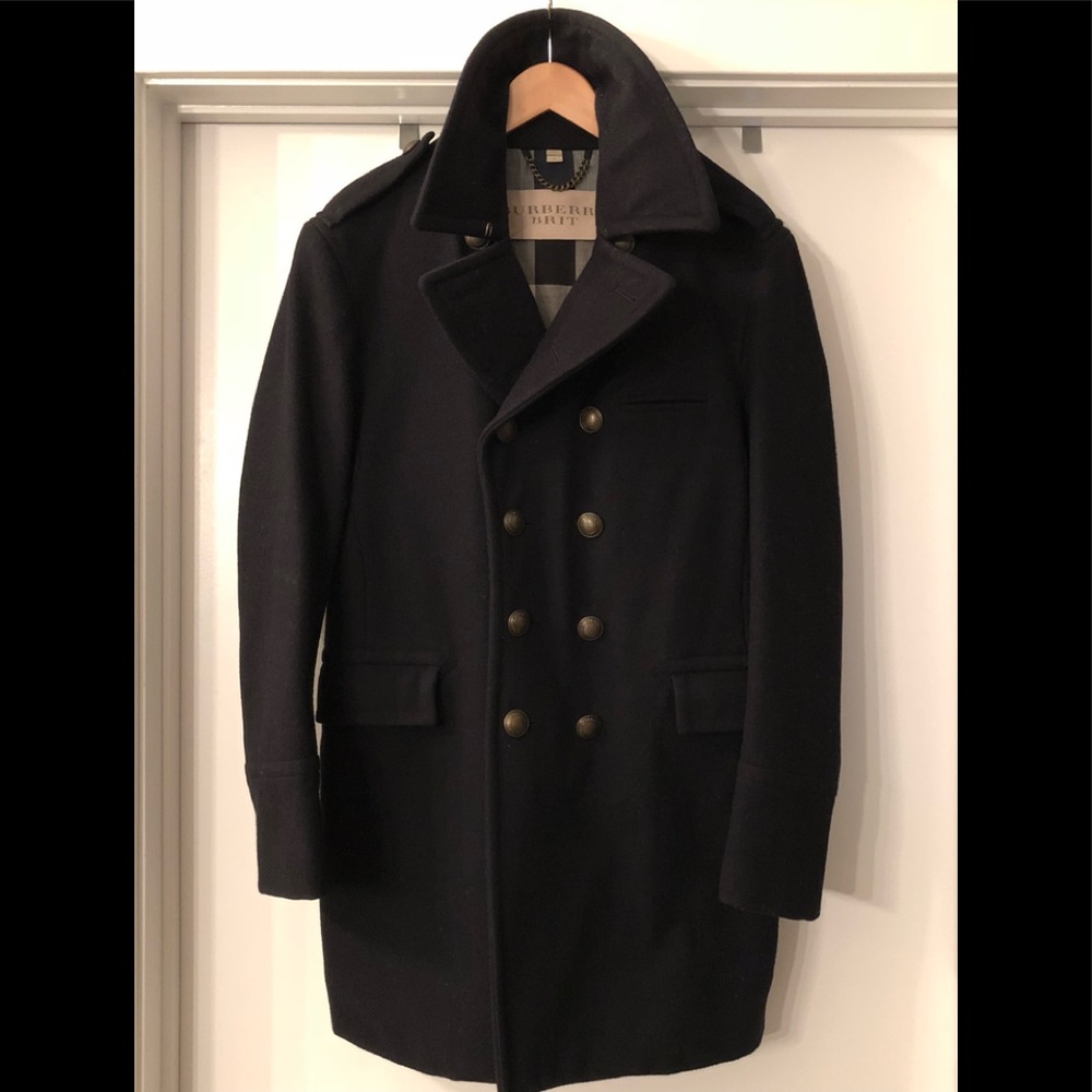 Burberry Brit Blue Navy Wool Coat- 100% Authentic