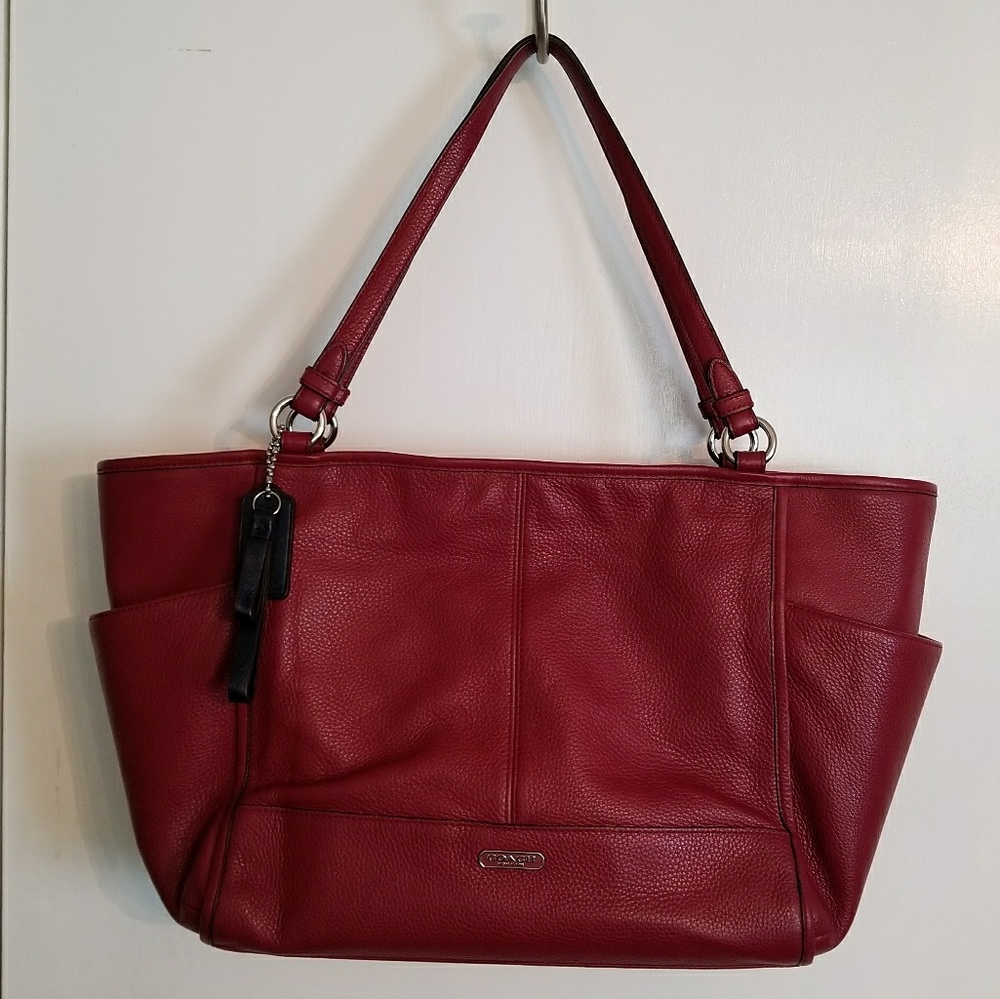 Coach Park Leather Carrie Tote, Crimson