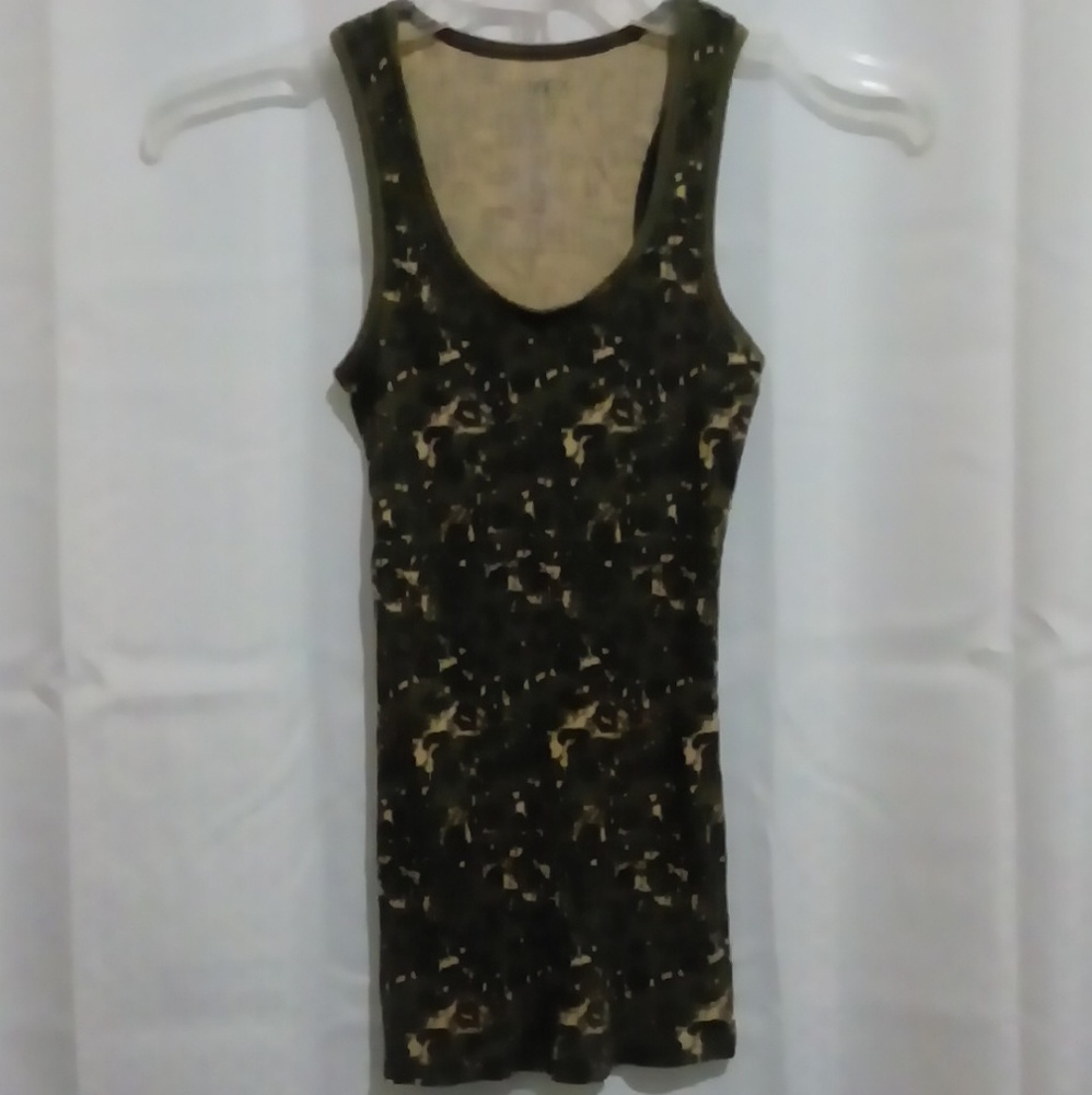 Miley Cyrus Max Azria Green/Tan Print Tank Top