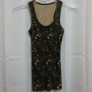 Miley Cyrus Max Azria Green/Tan Print Tank Top