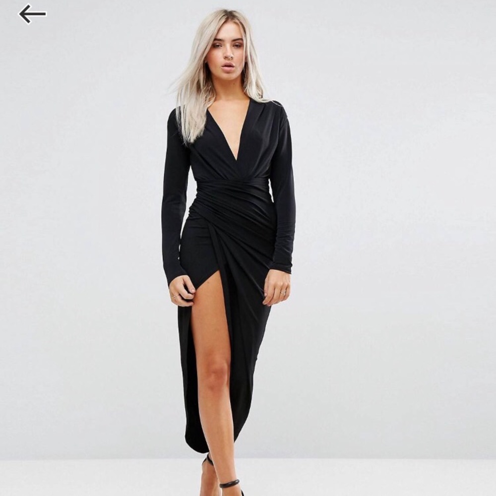 Asos plunge front wrap dress.