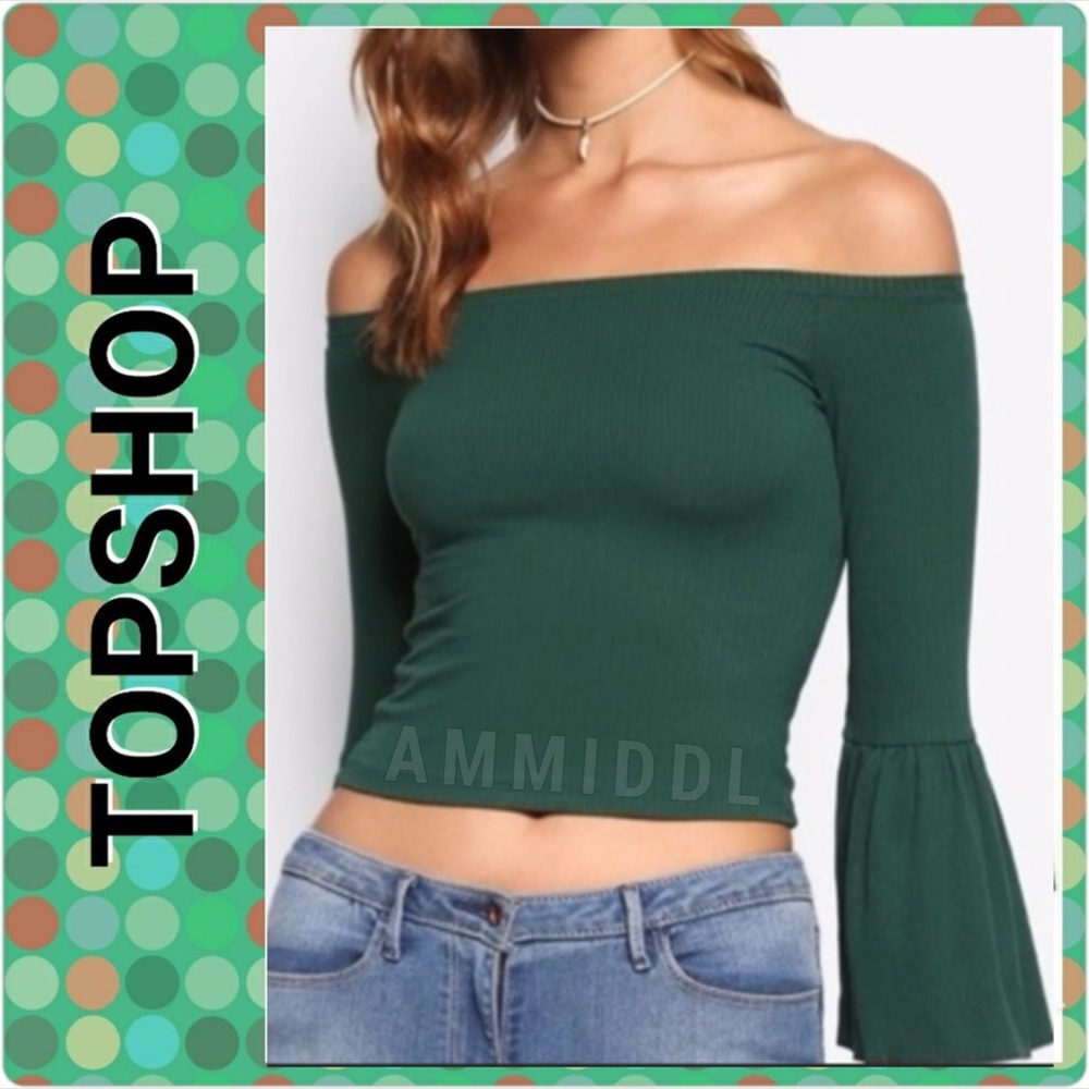 ⬇️$ALE🆕Trumpet Sleeve Crop Blouse