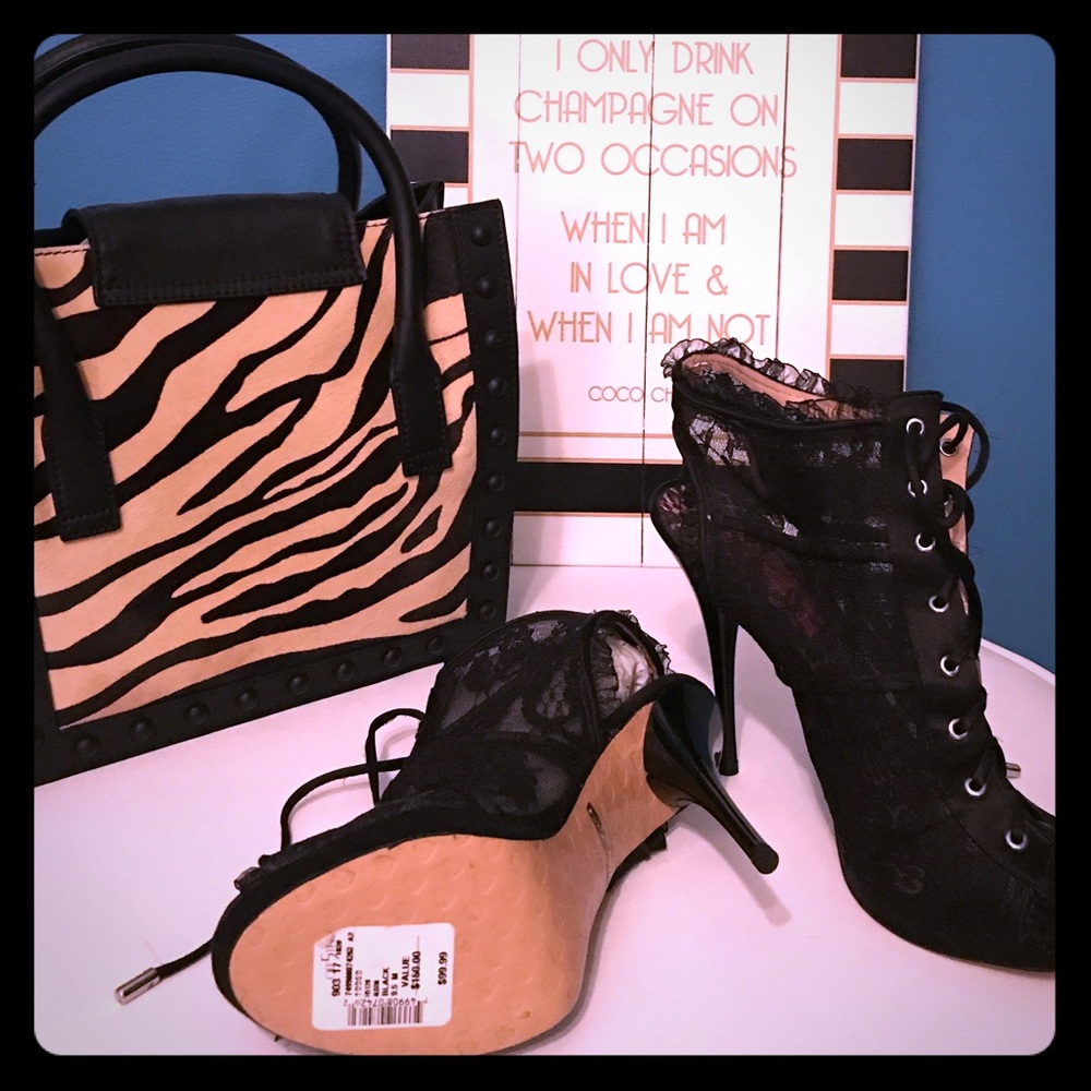 Betsey Johnson black lace booties