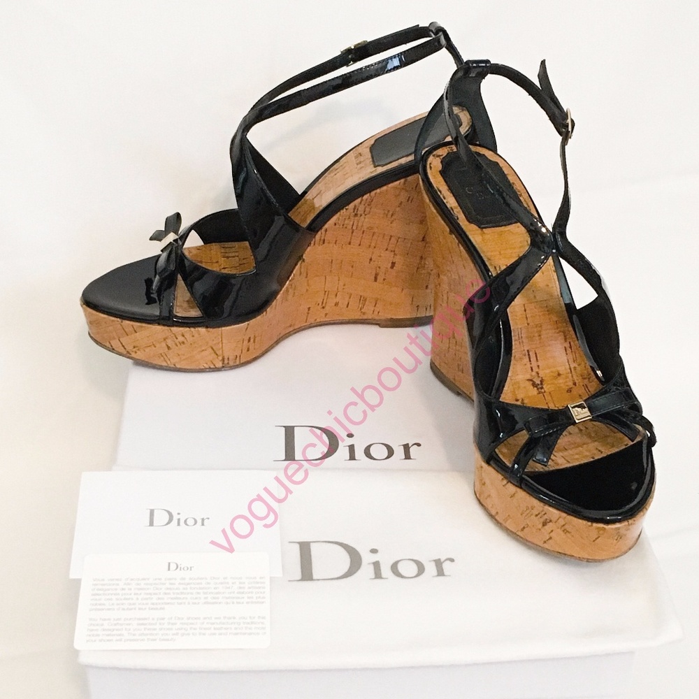 Auth Christian Dior Starlet Bow Platform Heels EUC