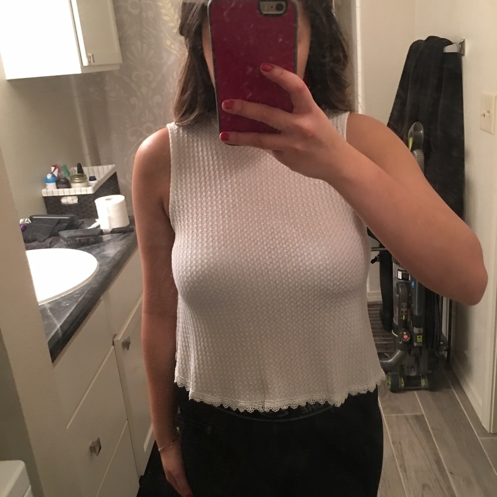 White crop top with lace bottom