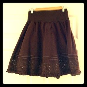 Brown and white knee length skirt (size small)