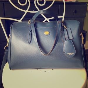 Coach Navy Leather Speedy Satchel