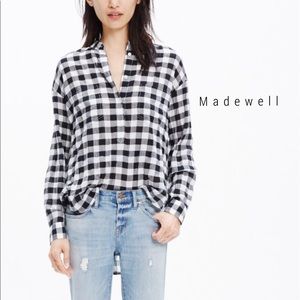 LAST CALL Madewell collarless checkered popover