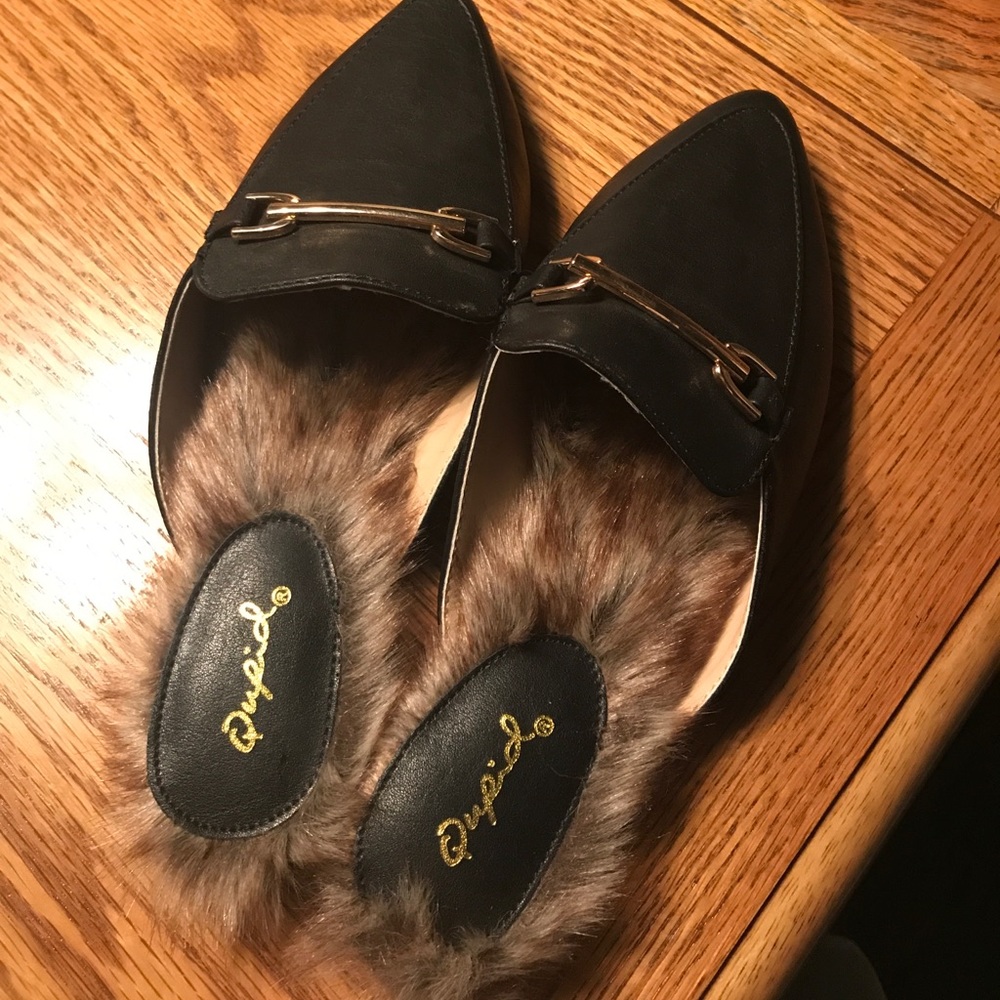 Qupid Faux Fur Mules