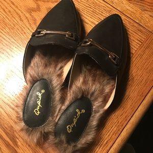 Qupid Faux Fur Mules