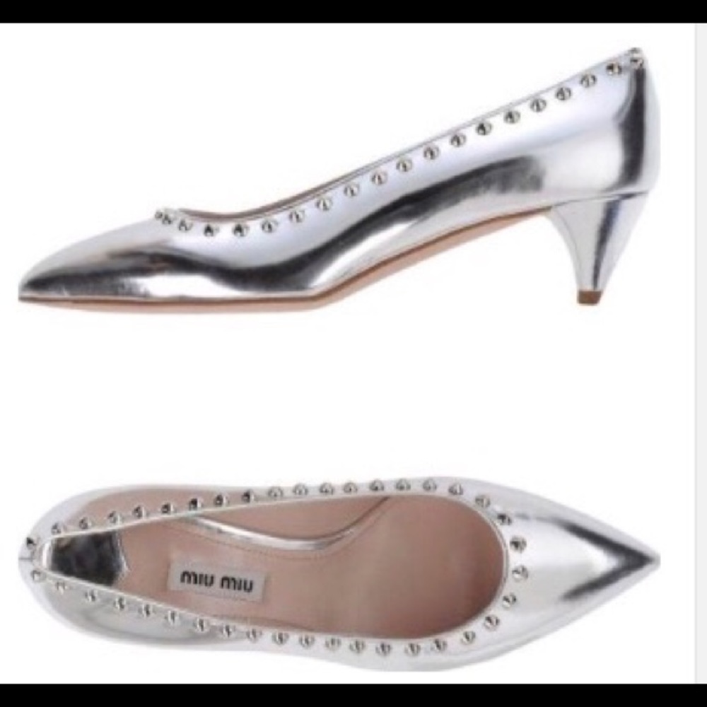 Miu Miu metallic silver shoes