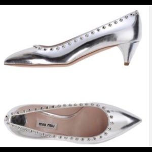 Miu Miu metallic silver shoes