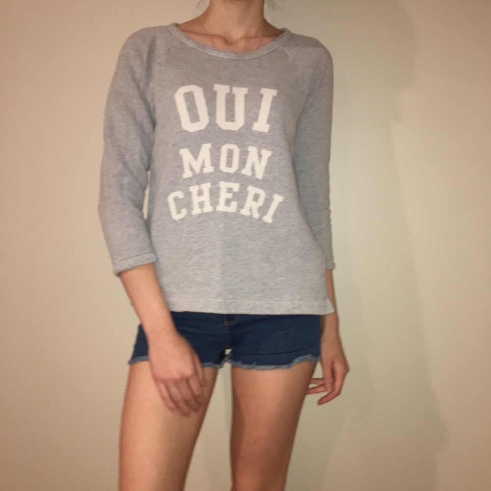 Oui Mon Cheri J Crew Grey Gray Sweater