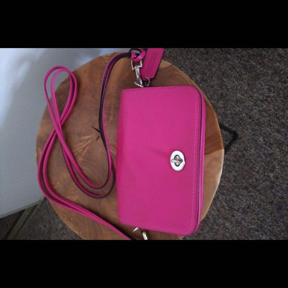 Coach leather cross body clutch