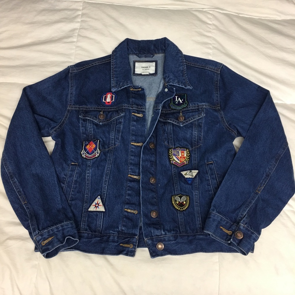 Forever 21 Jean Jacket with University Patches