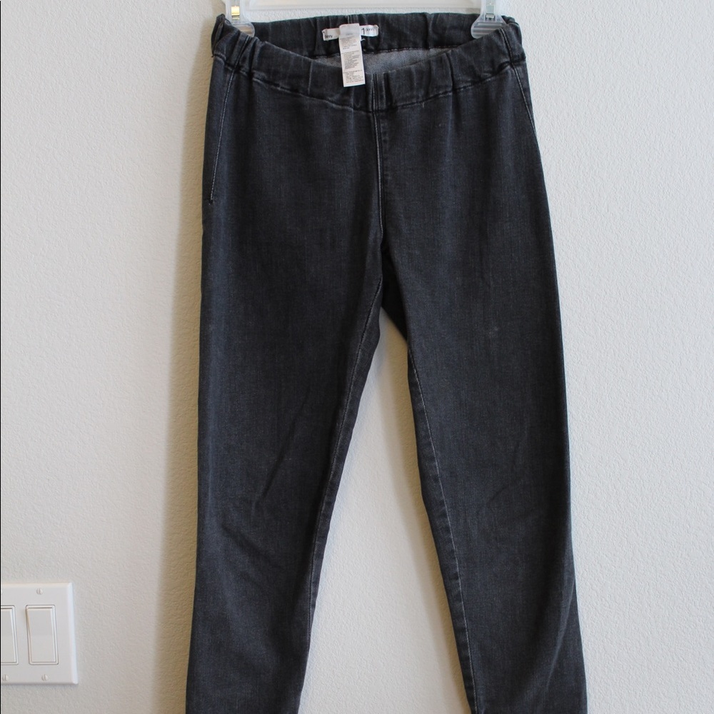 Faded grey jean leggings with zippers