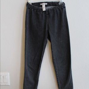 Faded grey jean leggings with zippers