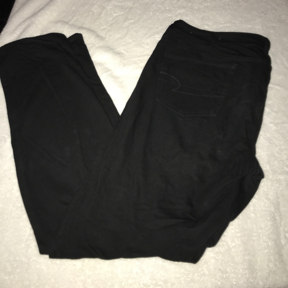 Black stretch denim leggings