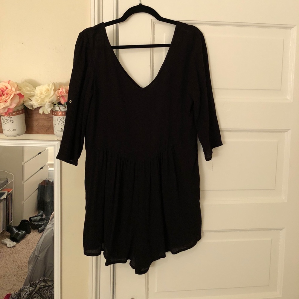 Buttoned Back Flowy Romper (V-neck)