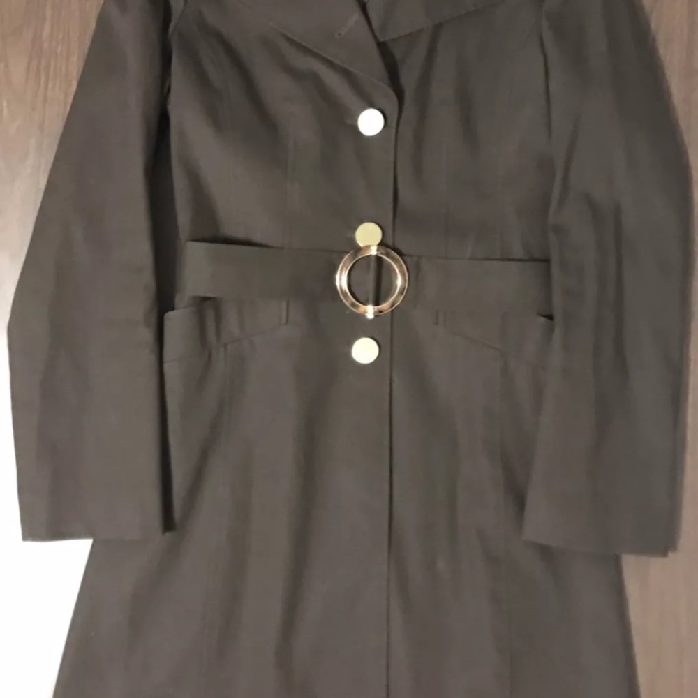 Eli’s Tahari Leather Trench Coat w/ Belt Sz 8 - Picture 3 of 8