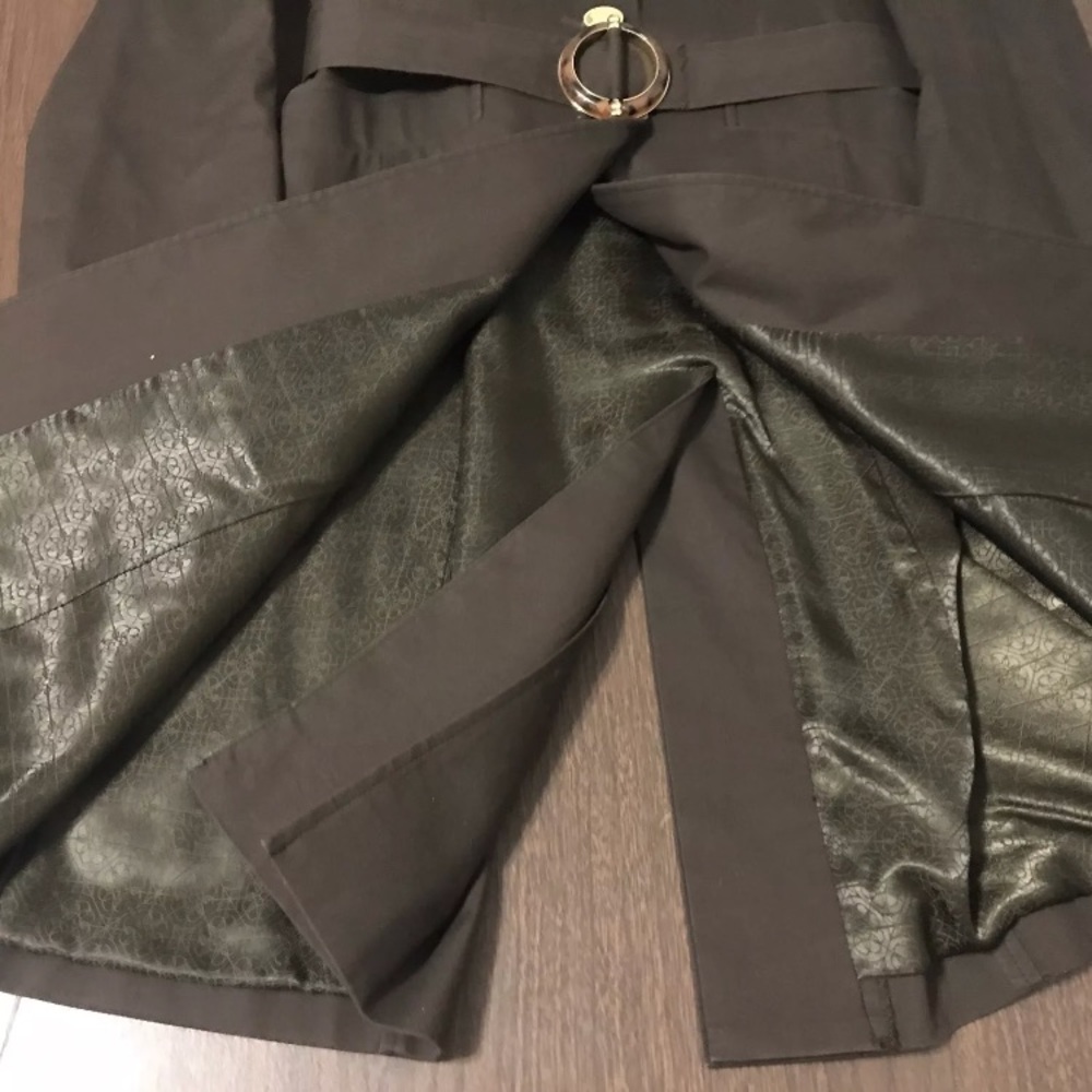 Eli’s Tahari Leather Trench Coat w/ Belt Sz 8 - Picture 5 of 8