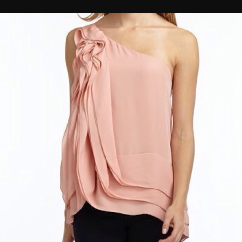BCBG one shoulder ruffle blouse