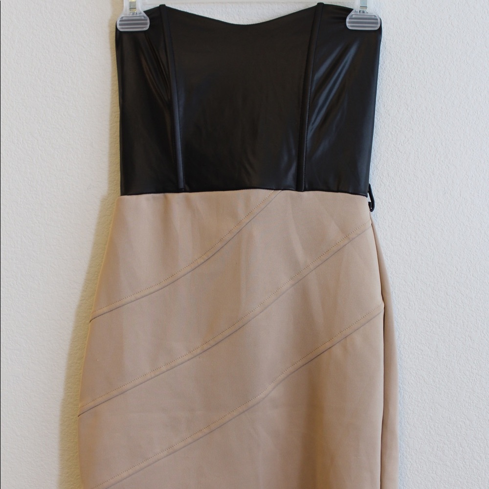 Black and tan mini dress