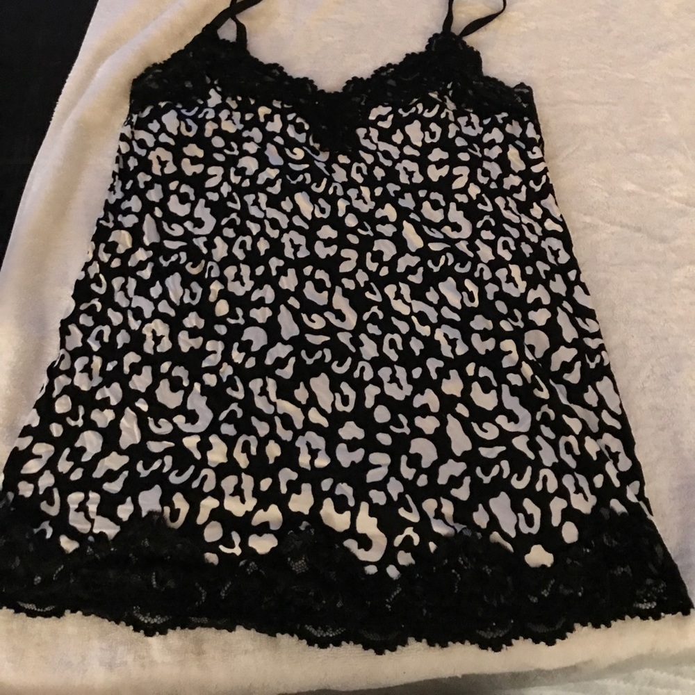 Animal print black and white with lace camisole